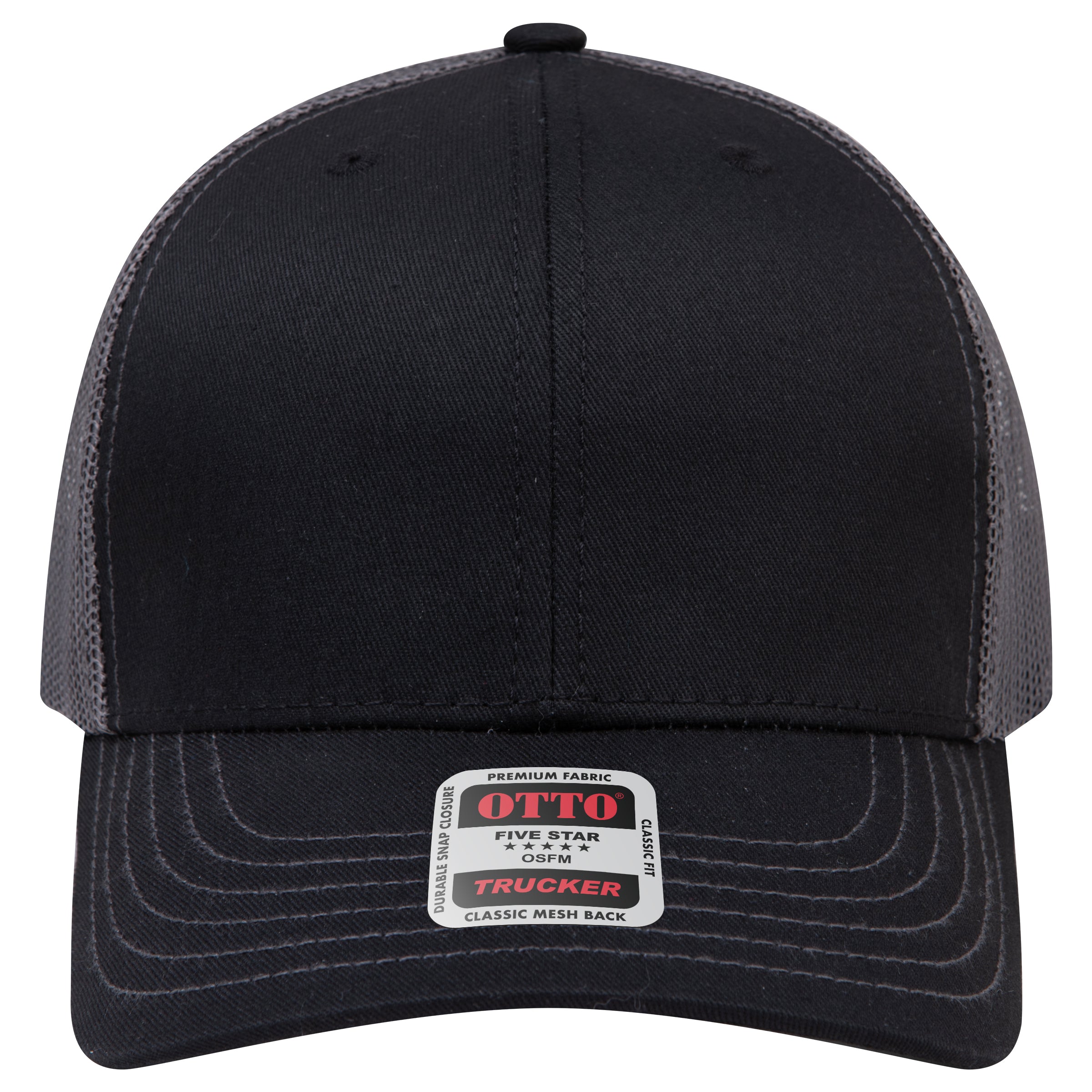 OTTO 112-1 mesh back trucker in Black / Charcoal Gray