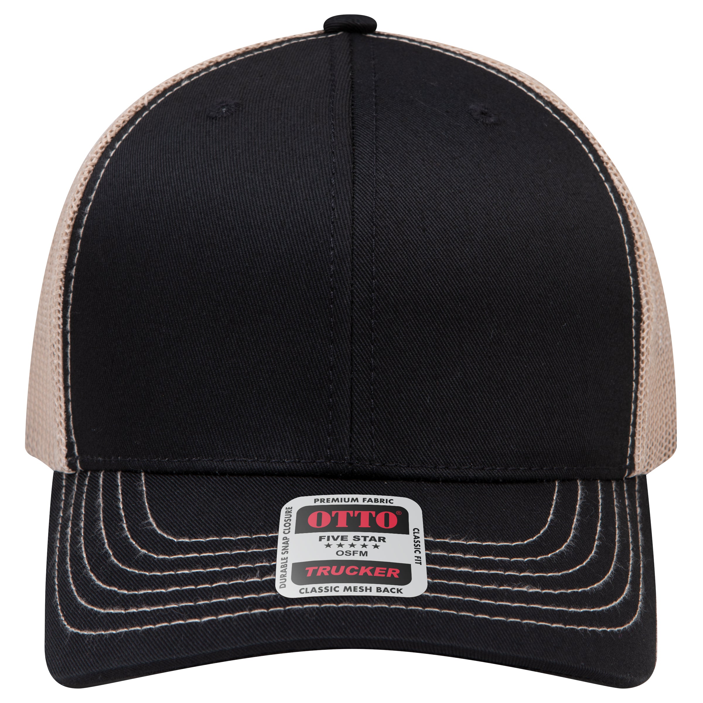 OTTO 112-1 mesh back trucker in Black / Khaki