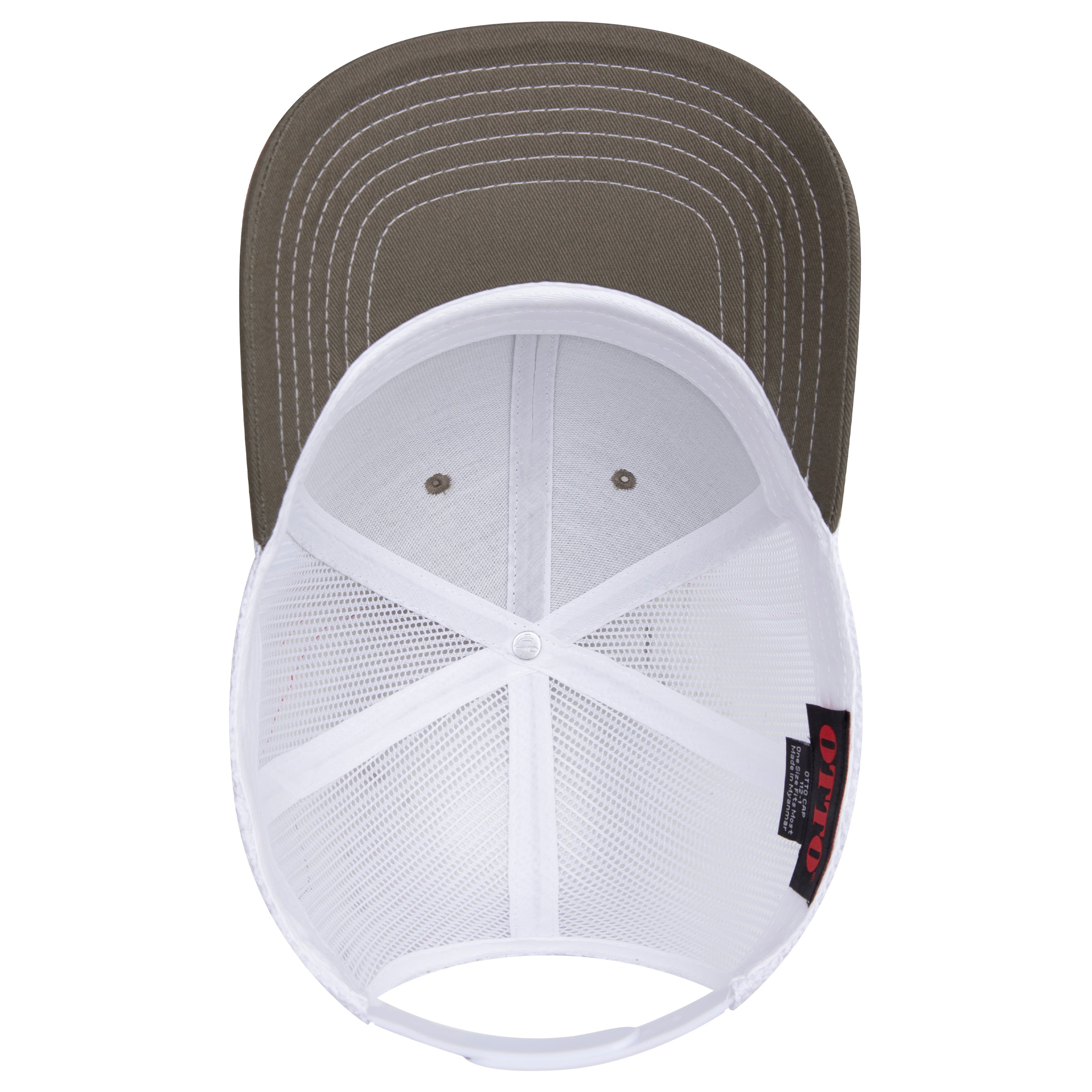 OTTO 112-1 mesh back trucker in Olive Green / White