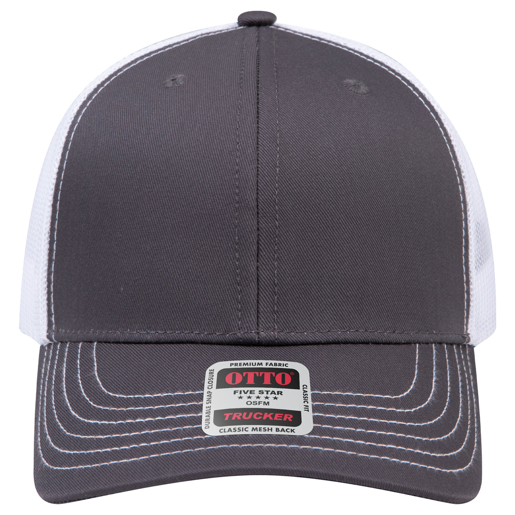 OTTO 112-1 mesh back trucker in Charcoal Gray / White