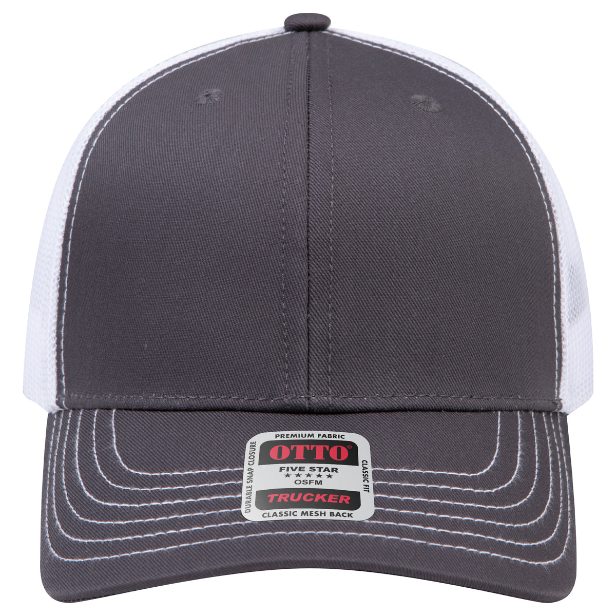 OTTO 112-1 mesh back trucker in Charcoal Gray / White