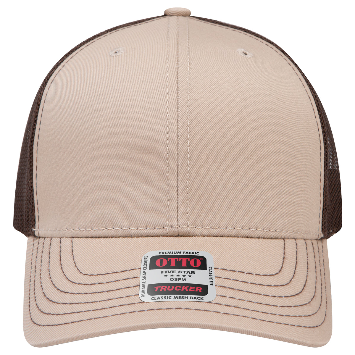 OTTO 112-1 mesh back trucker in Khaki / Dark Brown