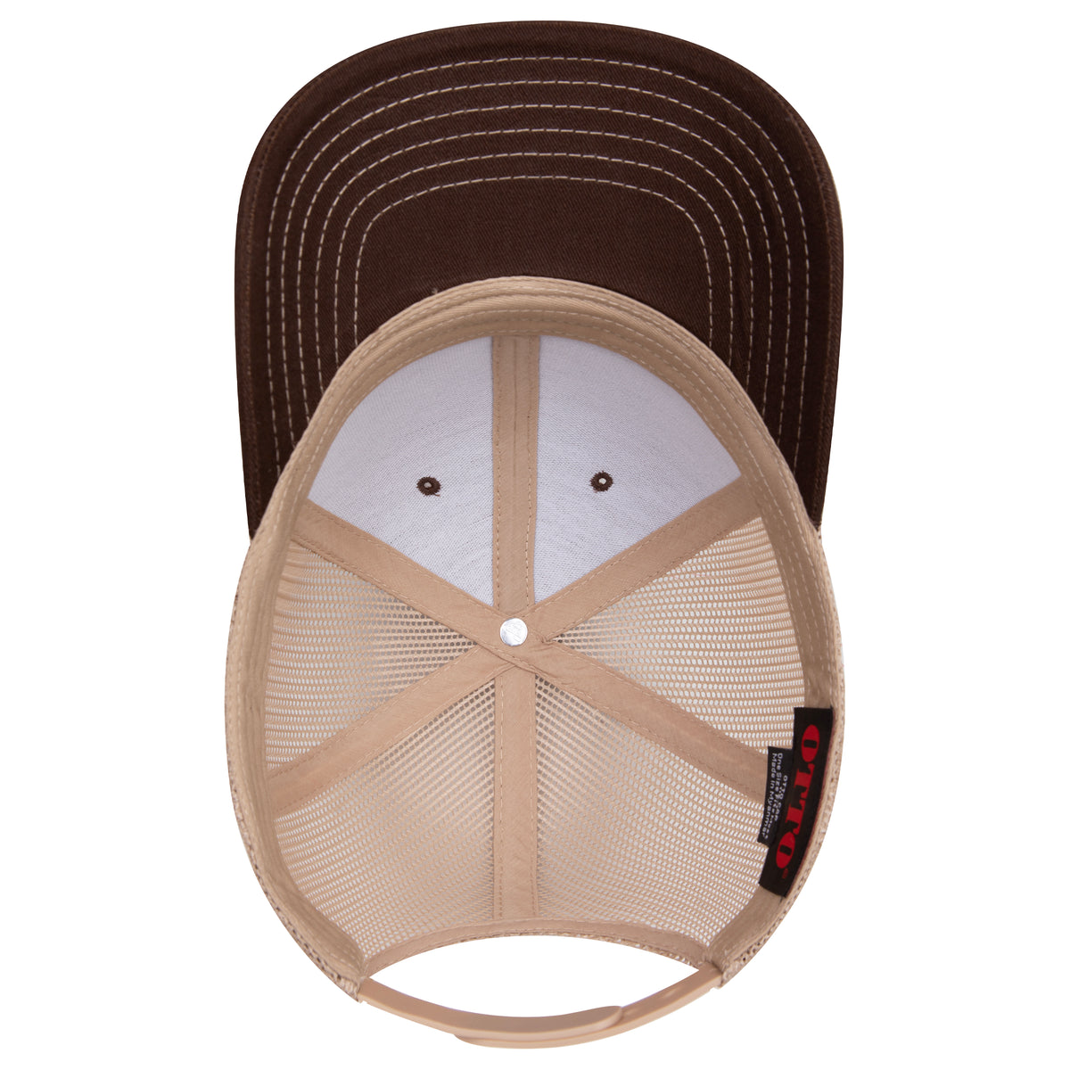 OTTO 112-1 mesh back trucker in Dark Brown / Khaki