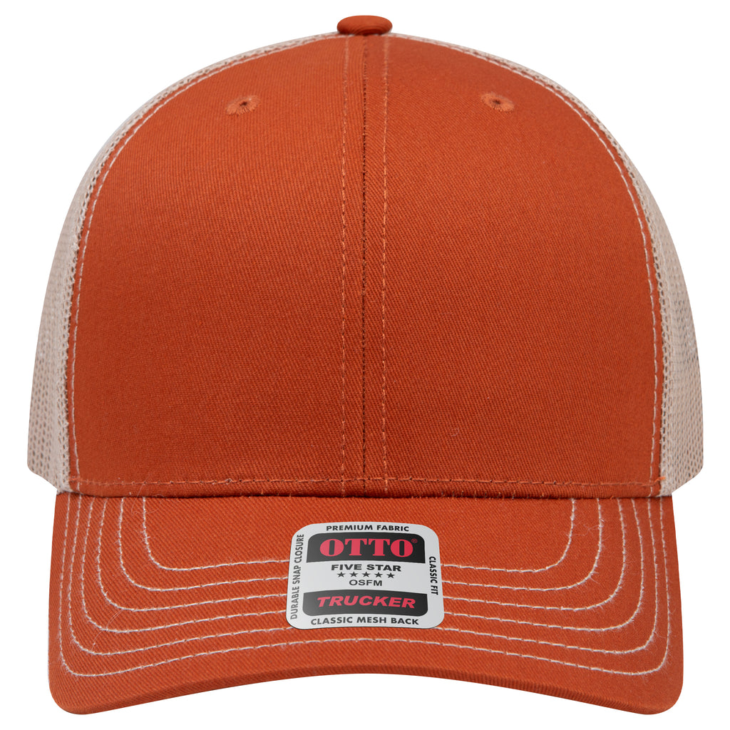 OTTO 112-1 mesh back trucker in Texas Orange / Khaki