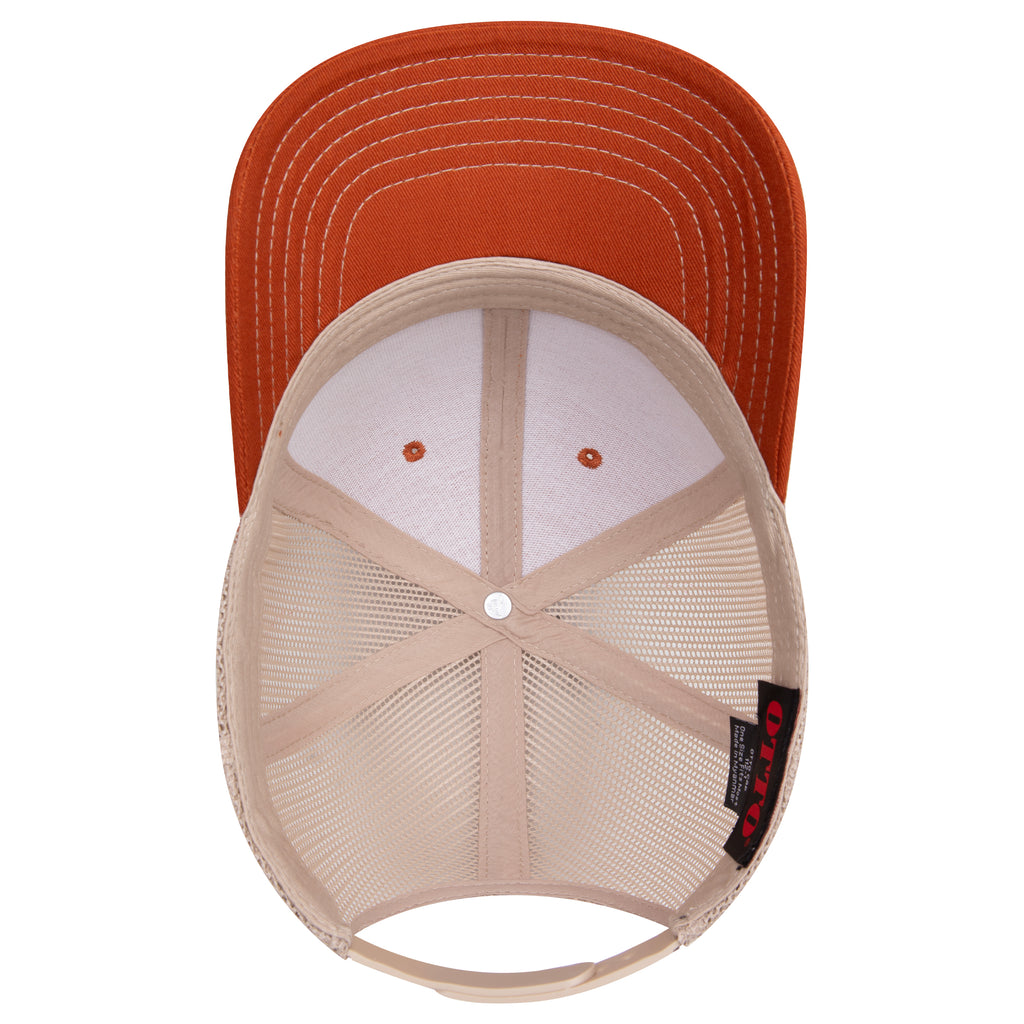OTTO 112-1 mesh back trucker in Texas Orange / Khaki