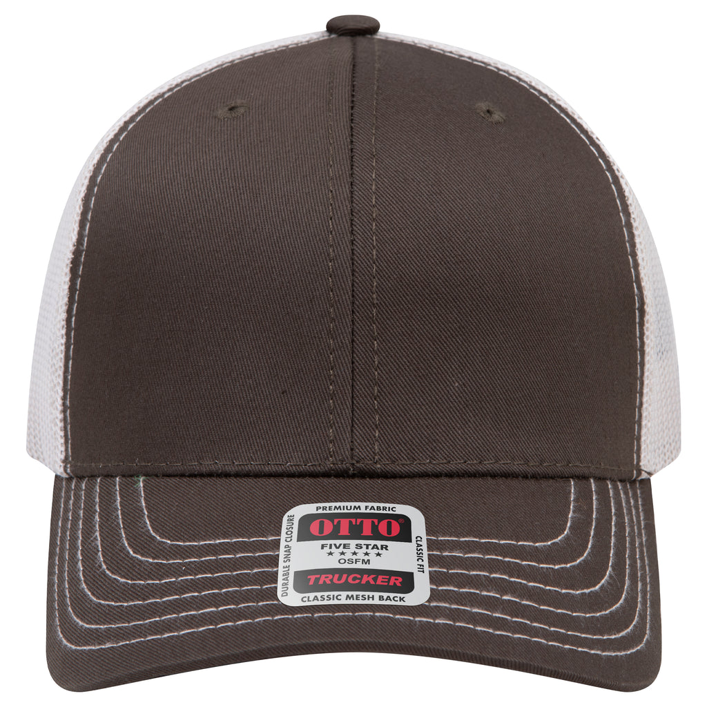 OTTO 112-1 mesh back trucker in Dark Olive Green / Light Khaki