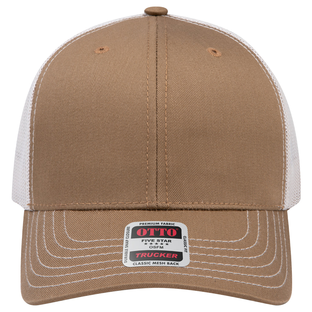 OTTO 112-1 mesh back trucker in Coyote Brown / Light Khaki