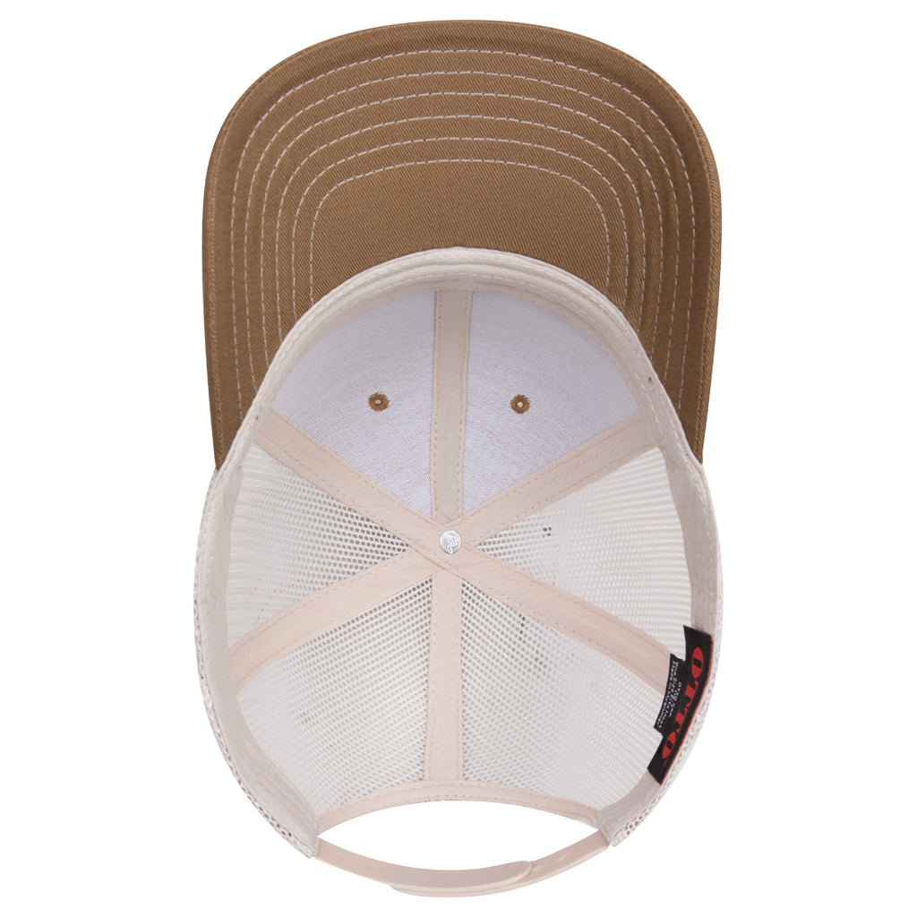 OTTO 112-1 mesh back trucker in Coyote Brown / Light Khaki