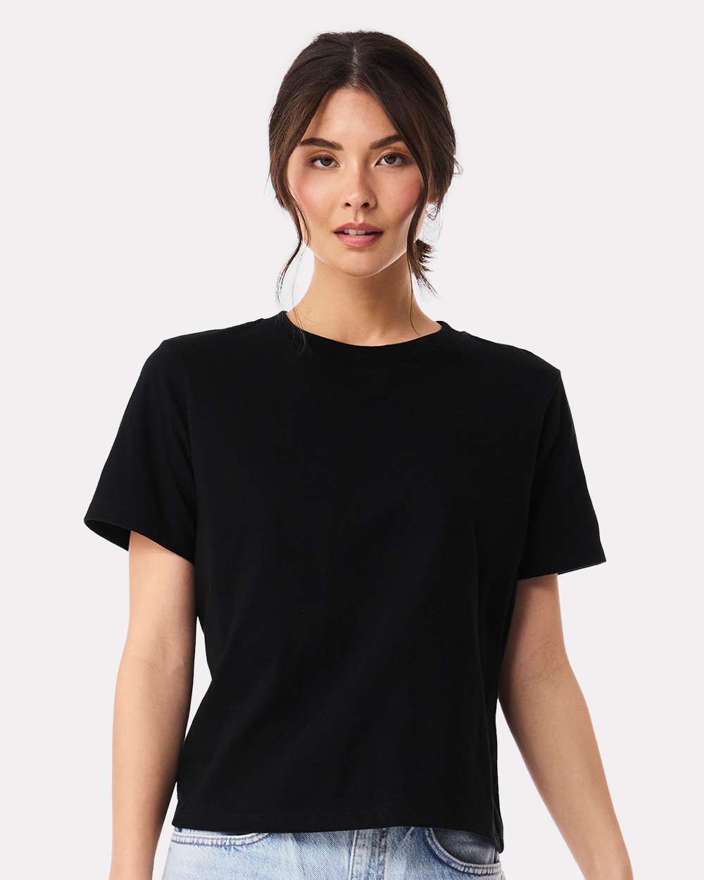 BELLA+CANVAS 6110 black on model, front