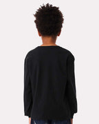 BELLA+CANVAS 3511Y youth long sleeve on model, back