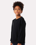BELLA+CANVAS 3511Y youth long sleeve on model, side