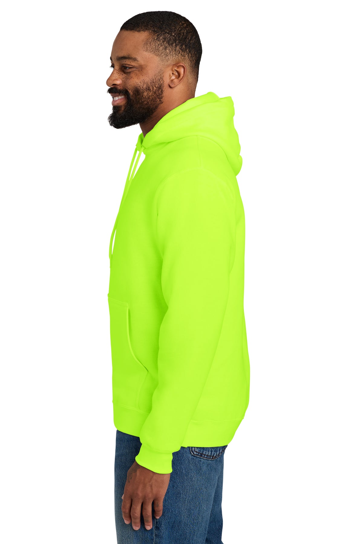 Port & Company Essential Fleece Pullover Hoodie PC90H — Safety Green