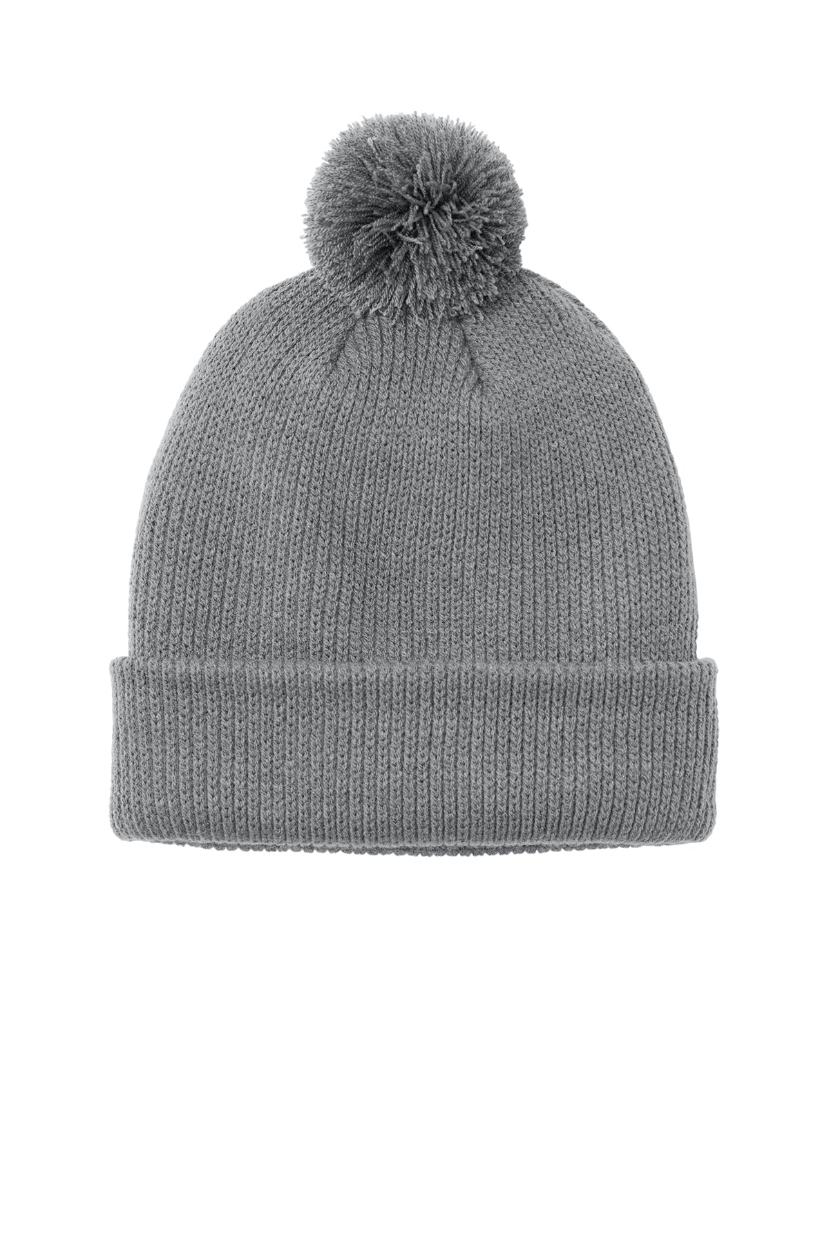 Port Authority Cozy Pom Beanie — Gusty Grey