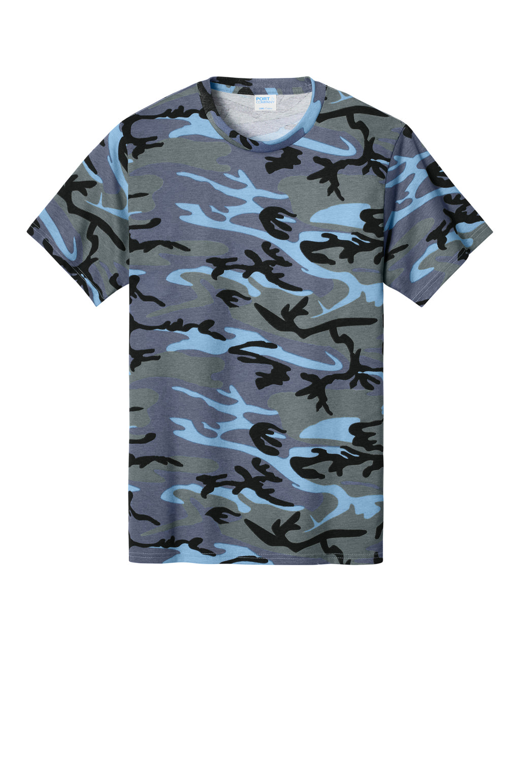 Port & Company Core Cotton Camo Tee PC54C — Woodland Blue Cam
