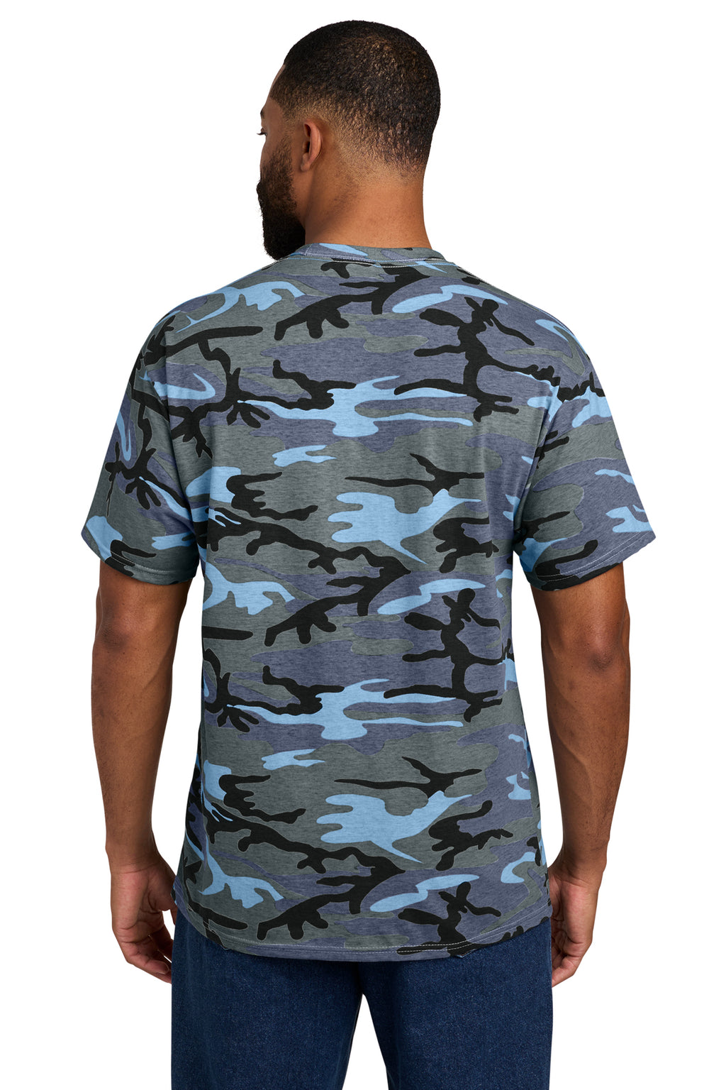Port & Company Core Cotton Camo Tee PC54C — Woodland Blue Cam