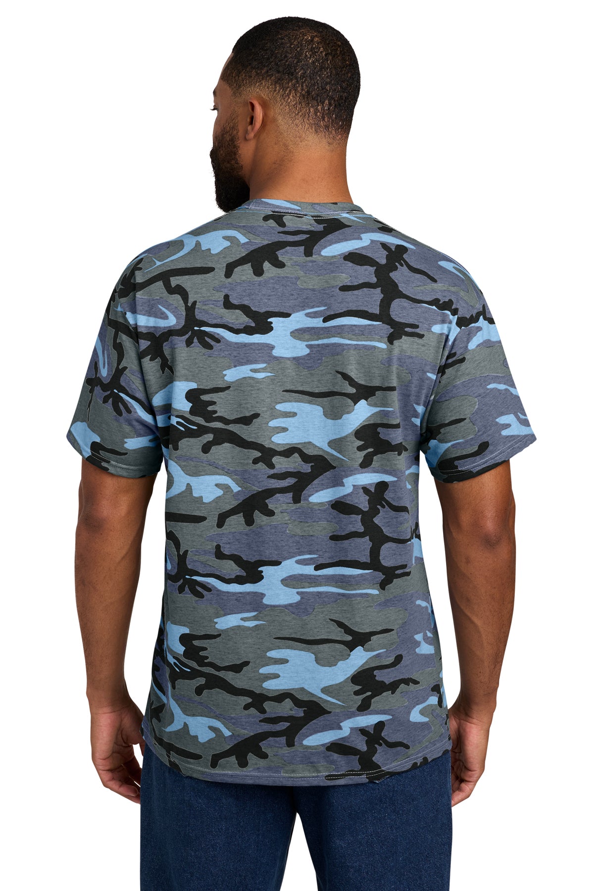 Port & Company Core Cotton Camo Tee PC54C — Woodland Blue Cam