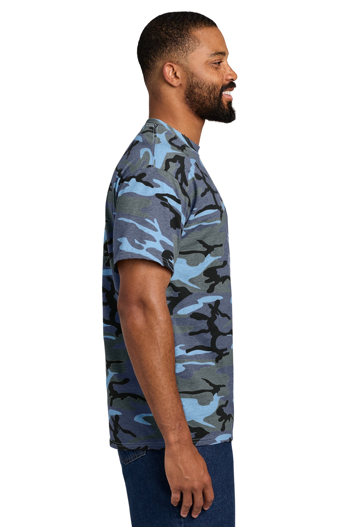 Port & Company Core Cotton Camo Tee PC54C — Woodland Blue Cam