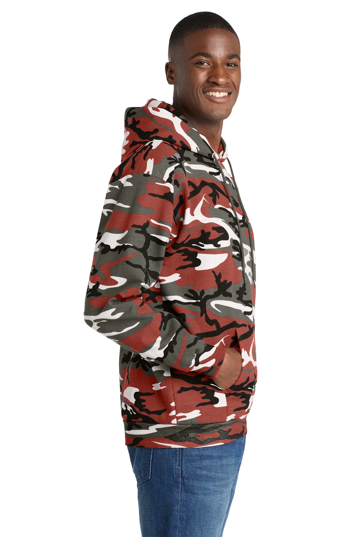 Port & Company Core Fleece Camo Pullover Hoodie PC78HC — Red Camo
