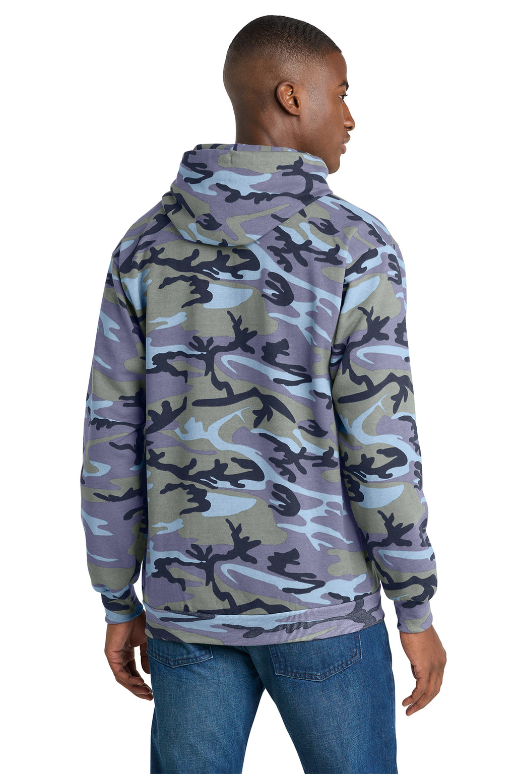 Port & Company Core Fleece Camo Pullover Hoodie PC78HC — Woodland Blue Cam