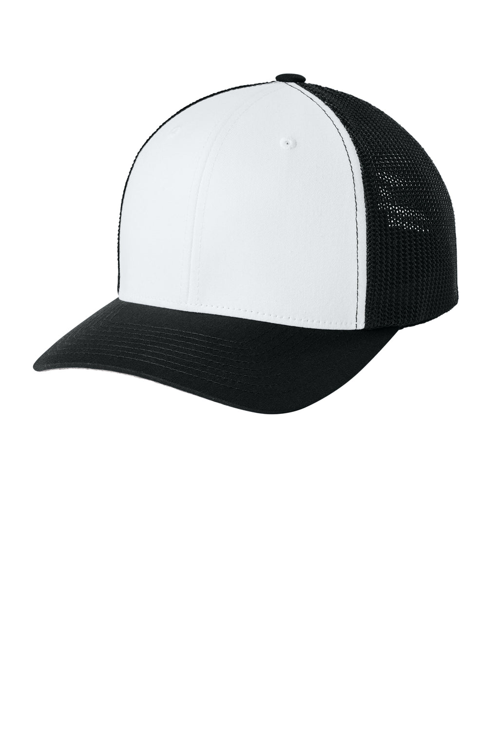 Flexfit Trucker Mesh Cap — Blk/Wh/Blk