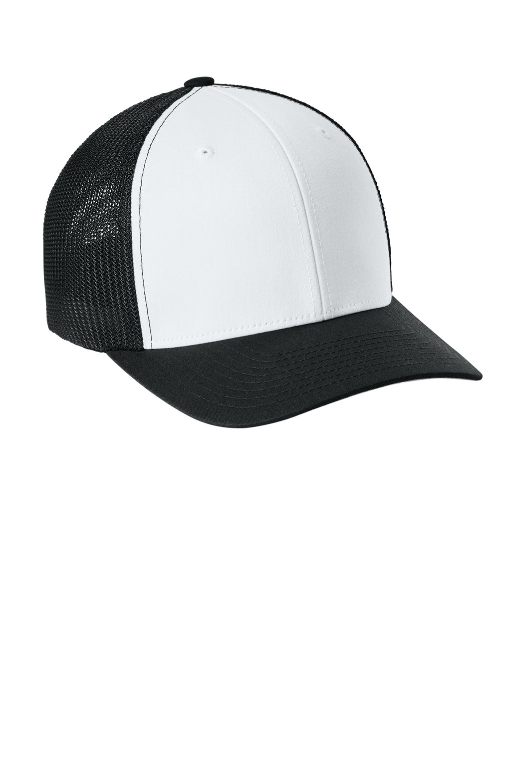 Flexfit Trucker Mesh Cap — Blk/Wh/Blk