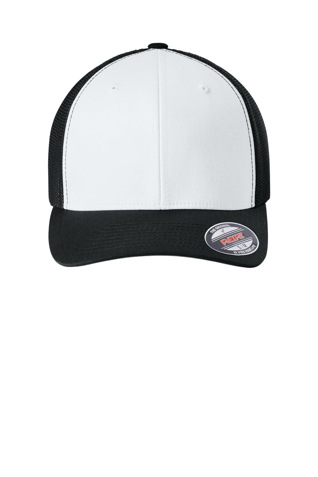 Flexfit Trucker Mesh Cap — Blk/Wh/Blk