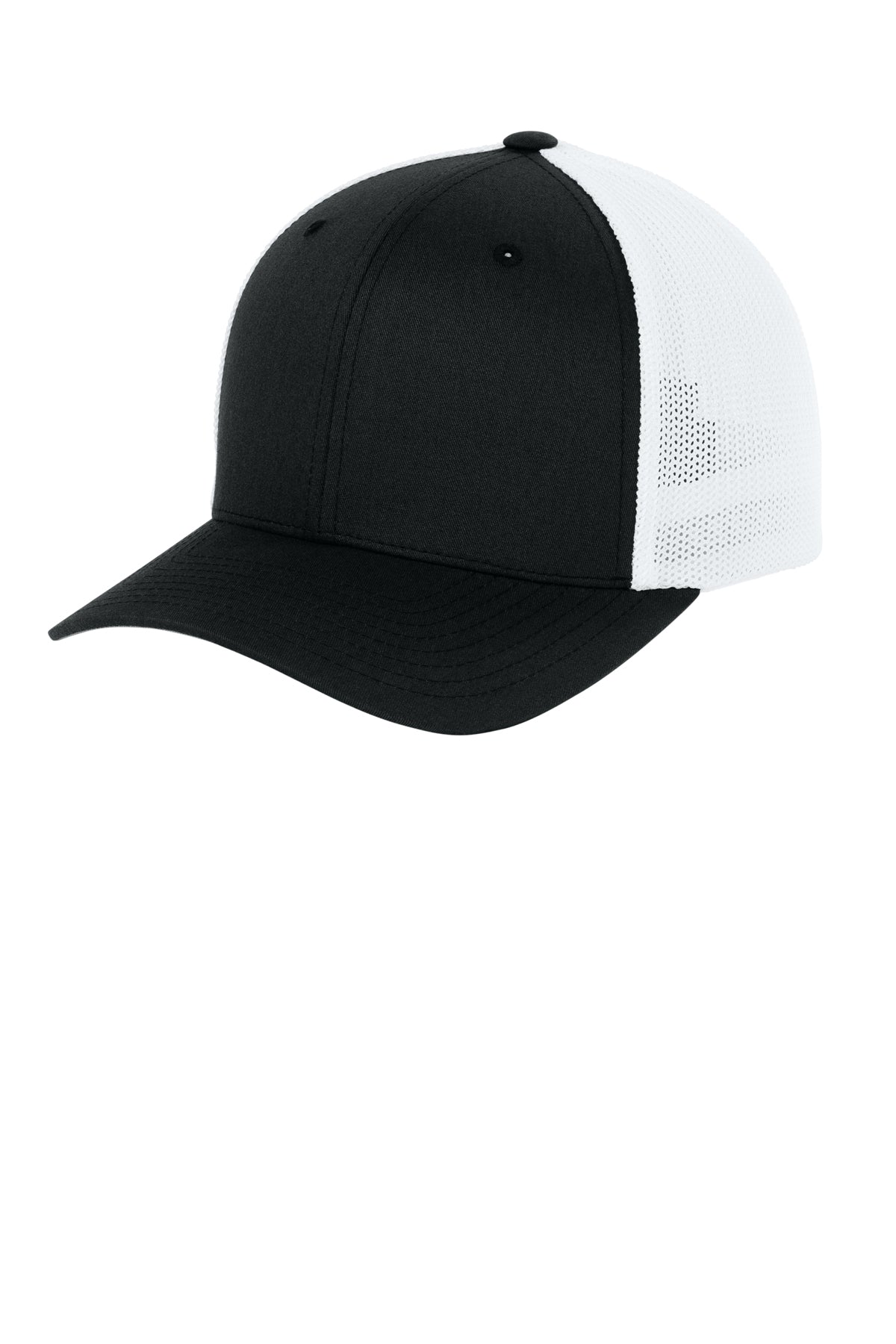 Flexfit Trucker Mesh Cap — Blk/White