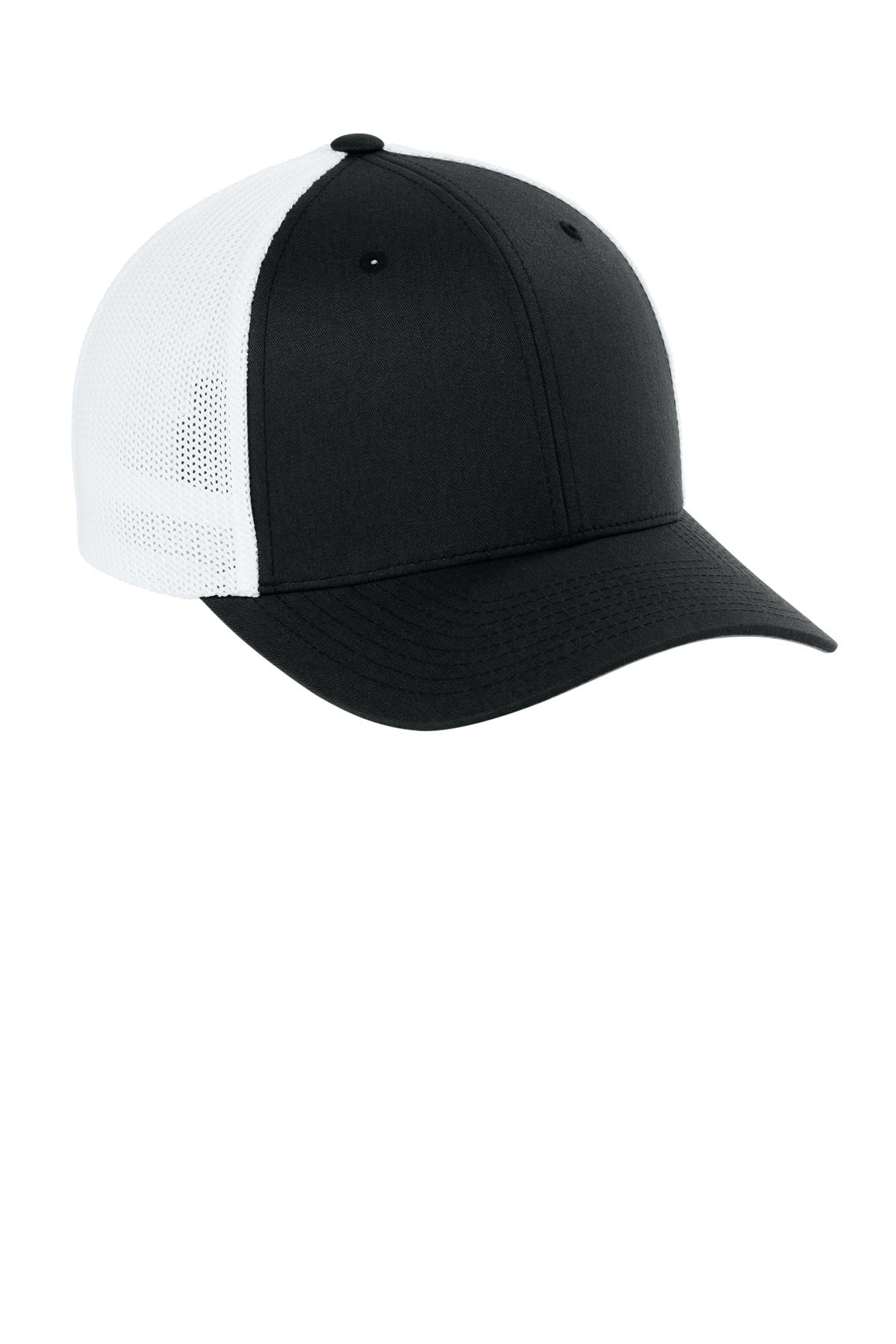 Flexfit Trucker Mesh Cap — Blk/White