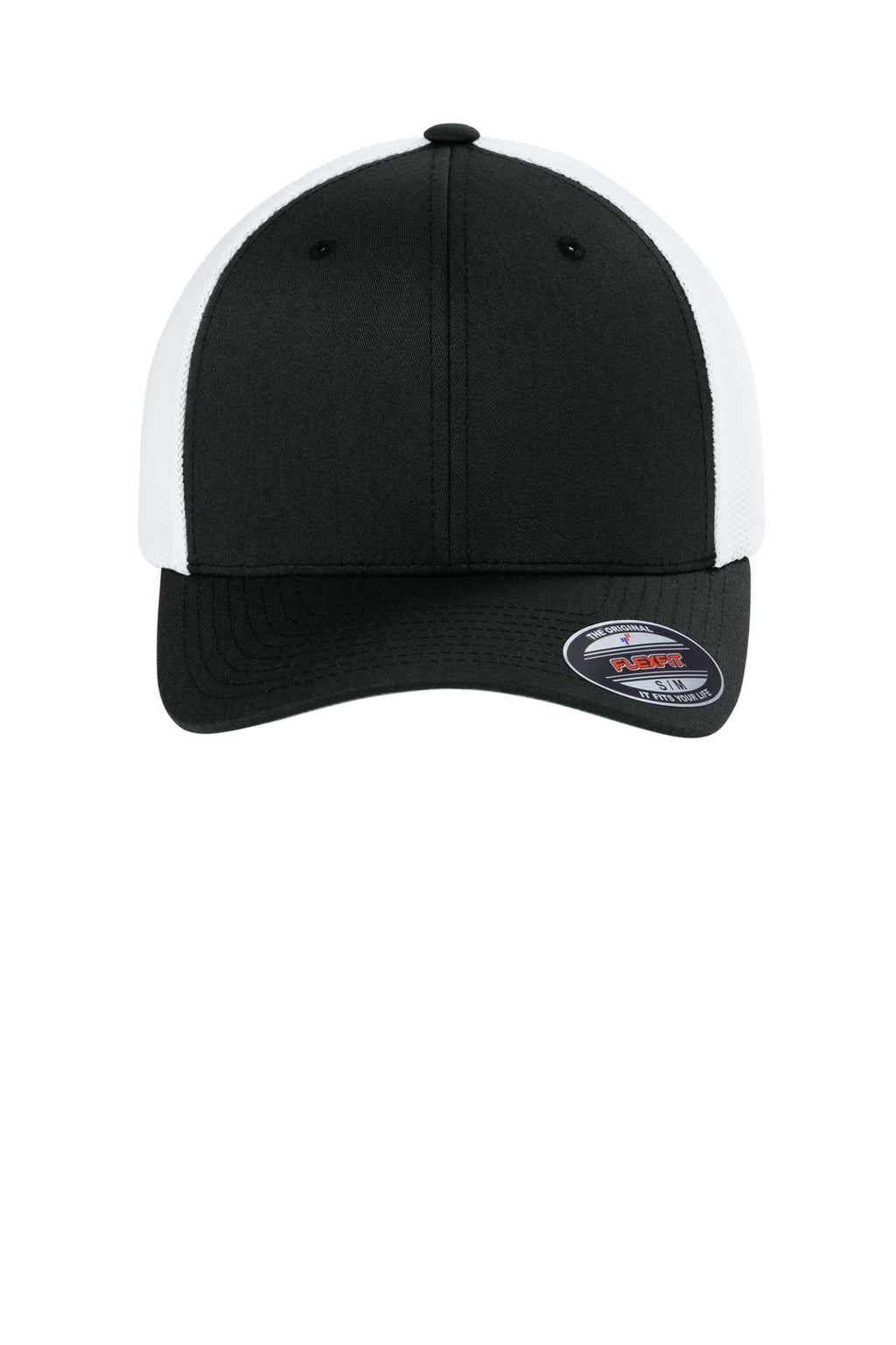Flexfit Trucker Mesh Cap — Blk/White