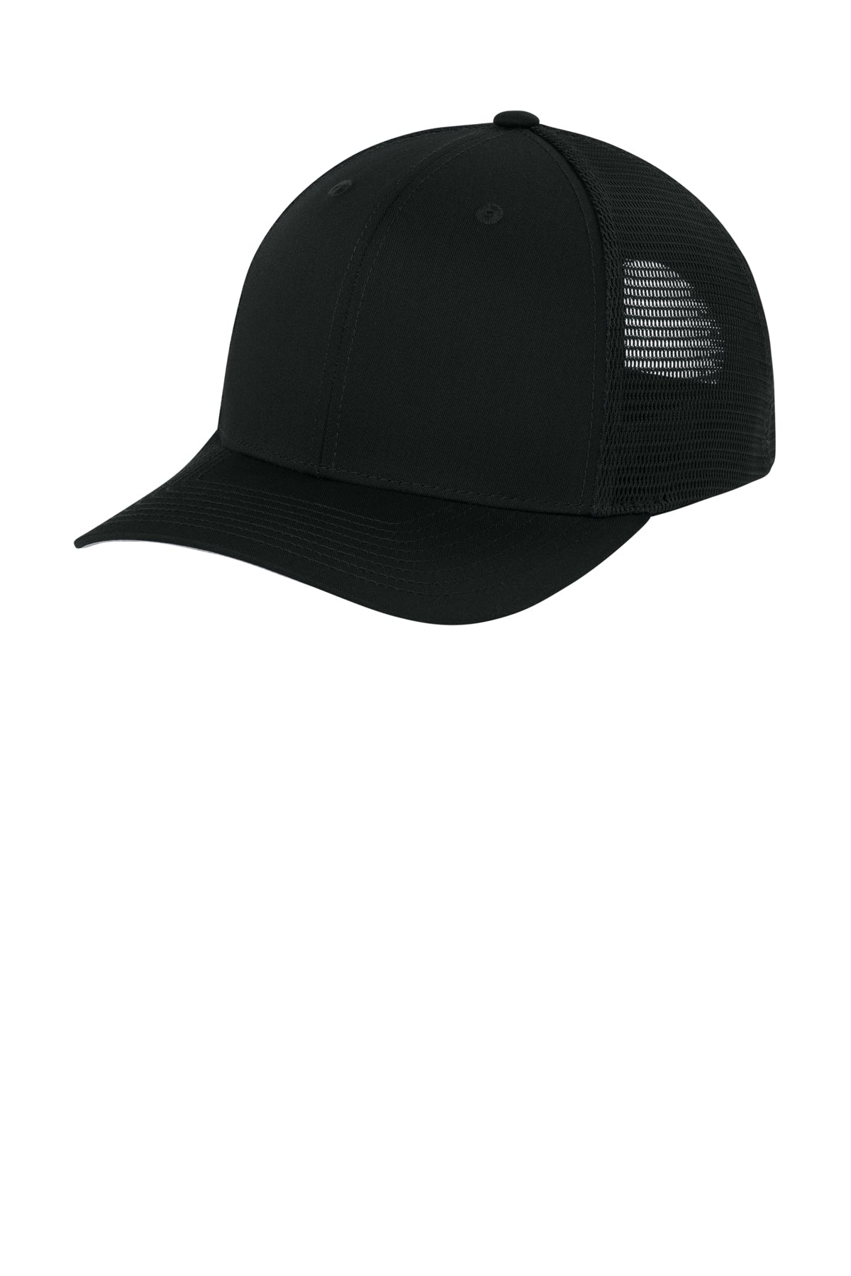 Sport-Tek Stretch-Tek Snapback Trucker — Blk/Blk