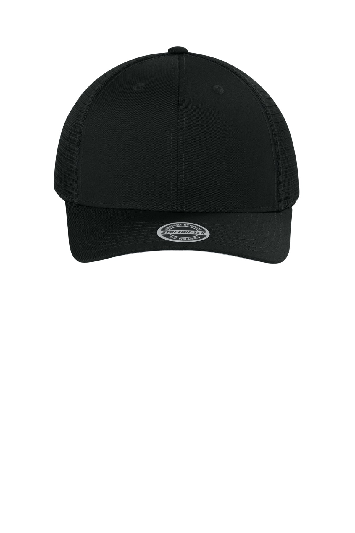 Sport-Tek Stretch-Tek Snapback Trucker — Blk/Blk