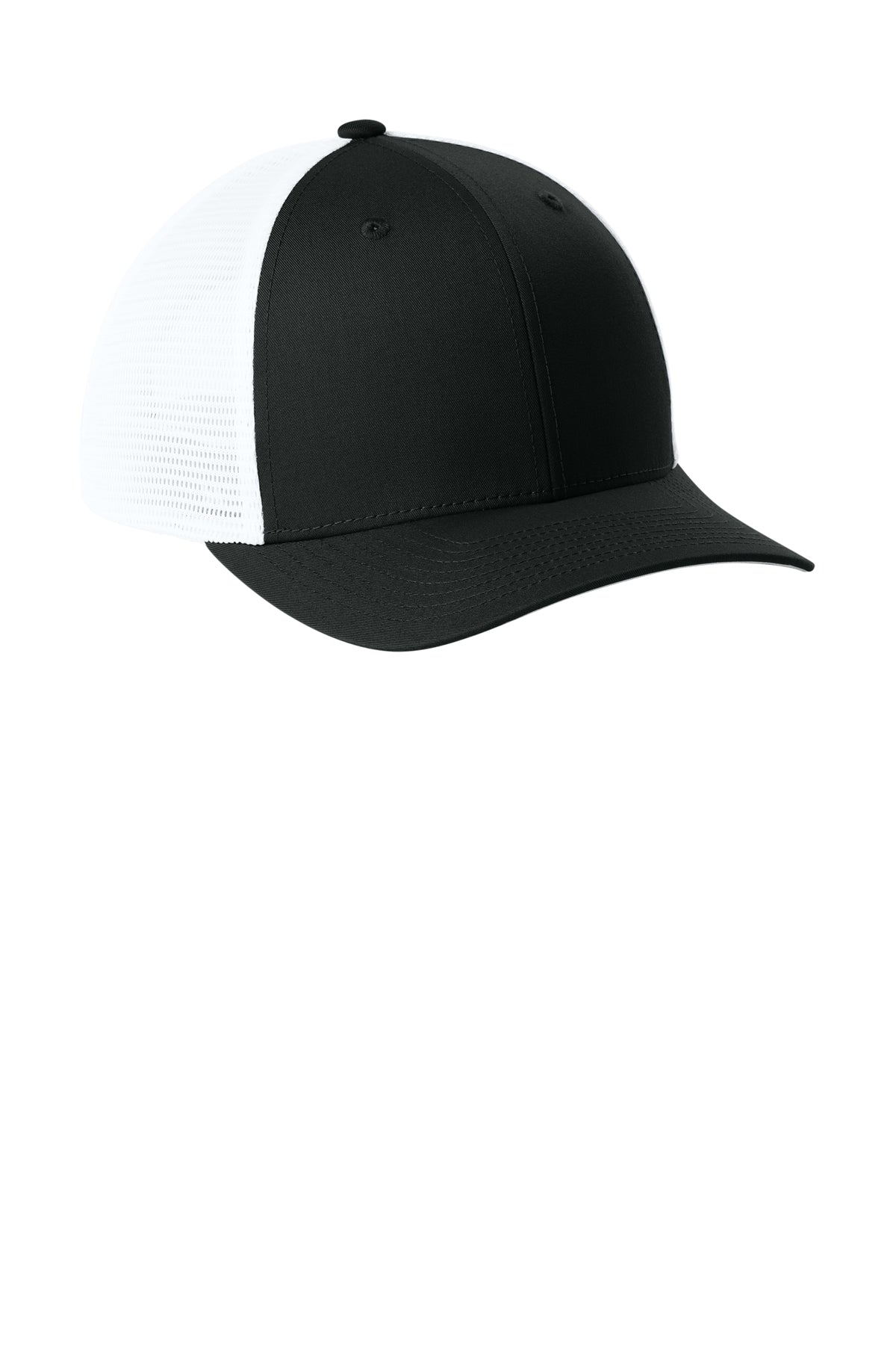 Sport-Tek Stretch-Tek Snapback Trucker — Blk/White