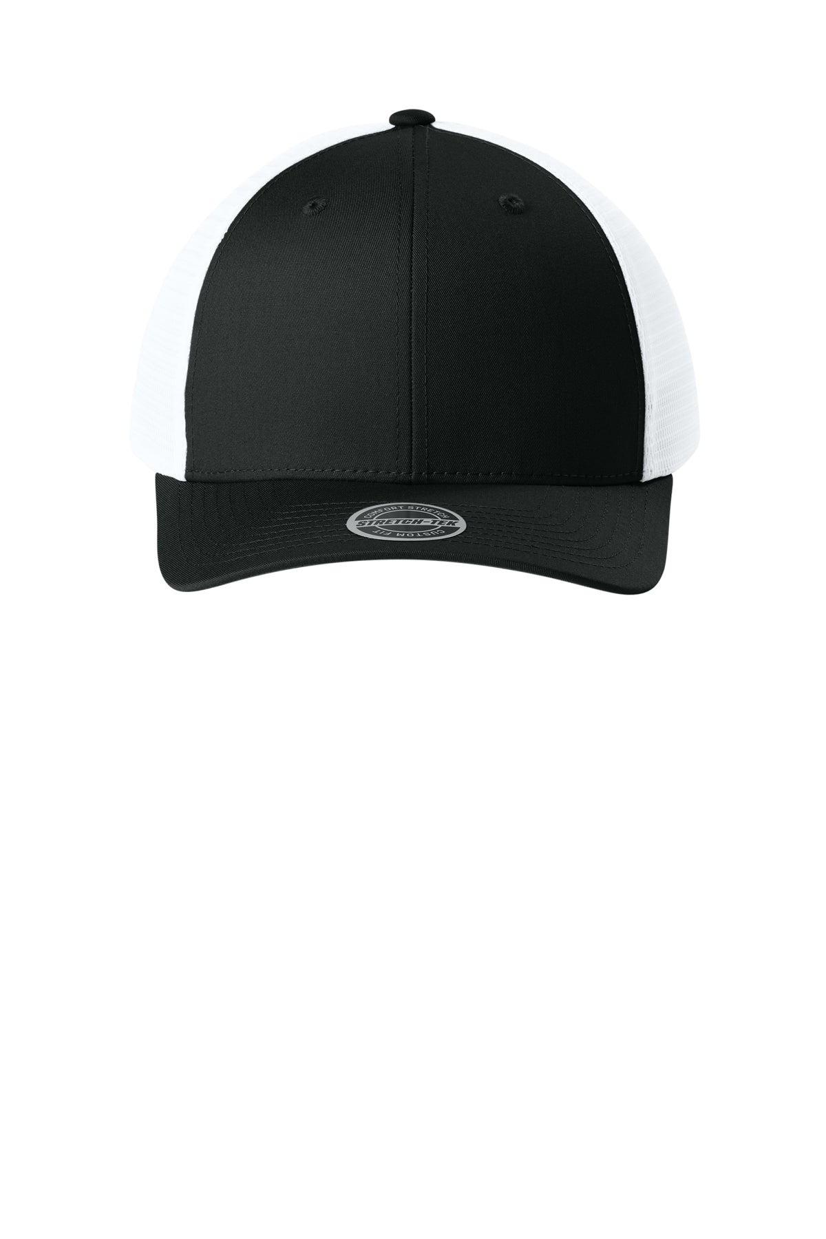 Sport-Tek Stretch-Tek Snapback Trucker — Blk/White
