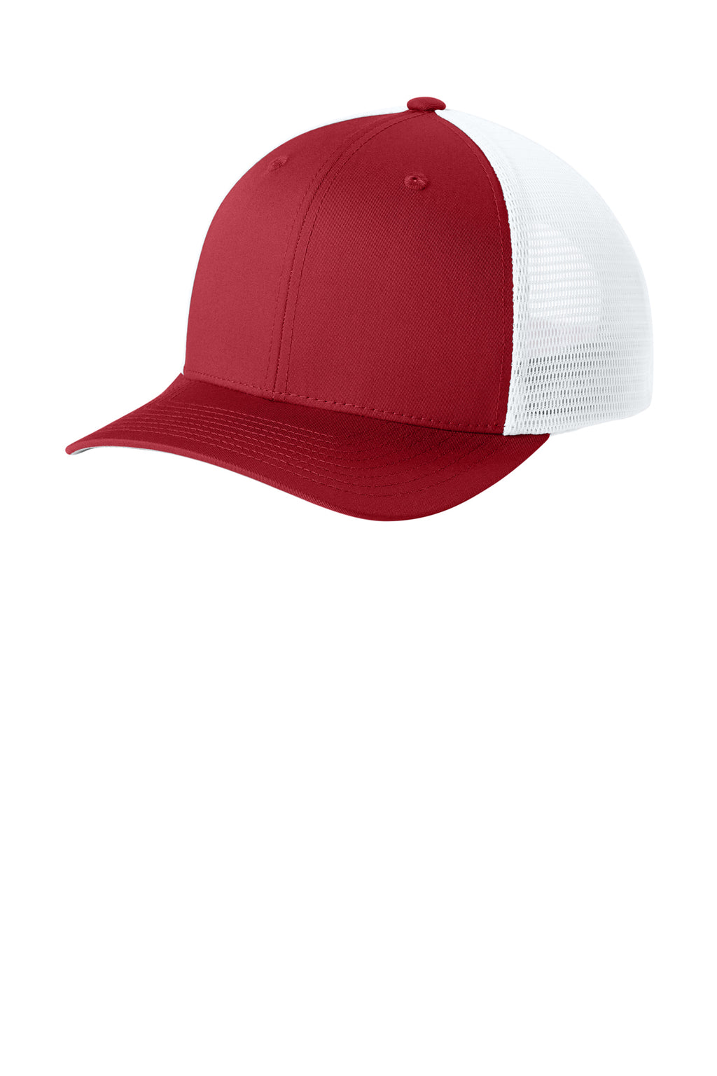 Sport-Tek Stretch-Tek Snapback Trucker — DpRd/Wht