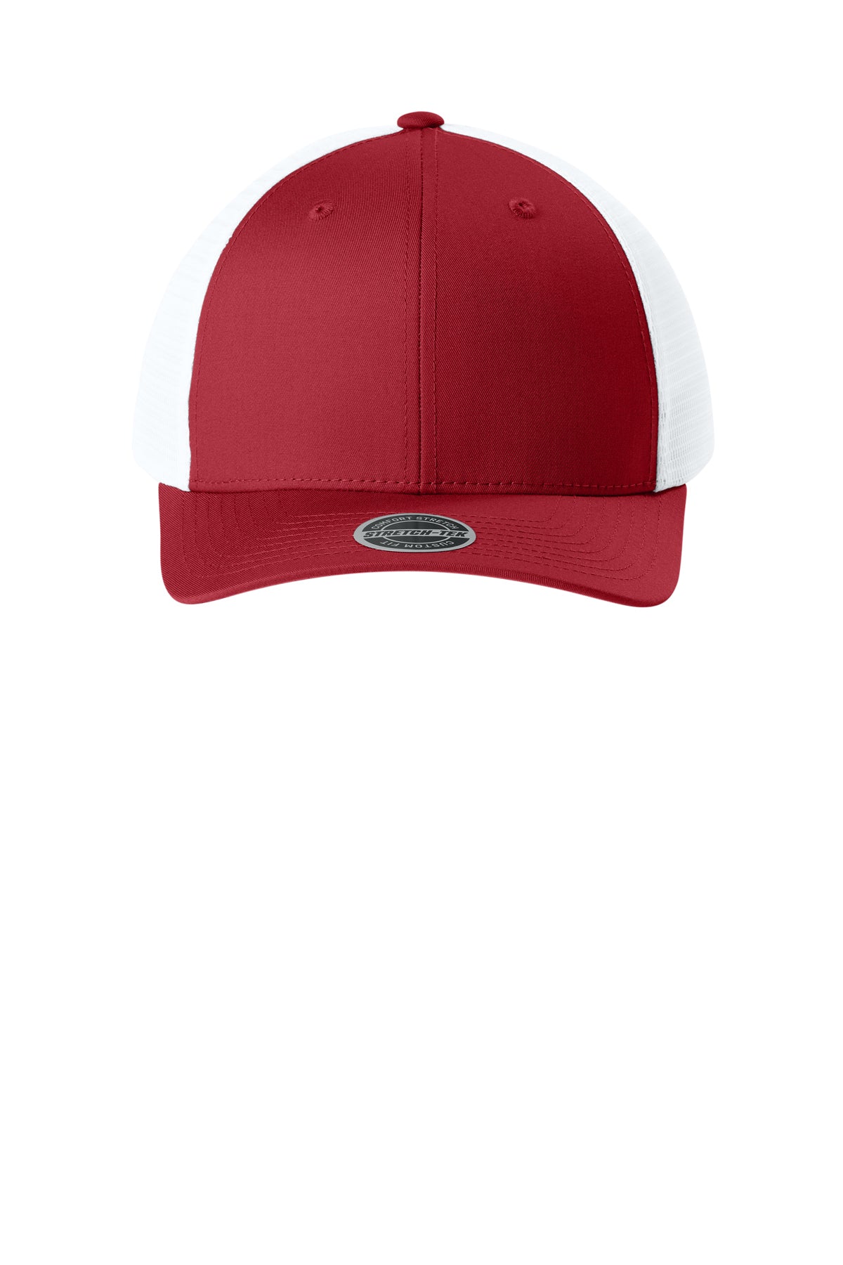 Sport-Tek Stretch-Tek Snapback Trucker — DpRd/Wht