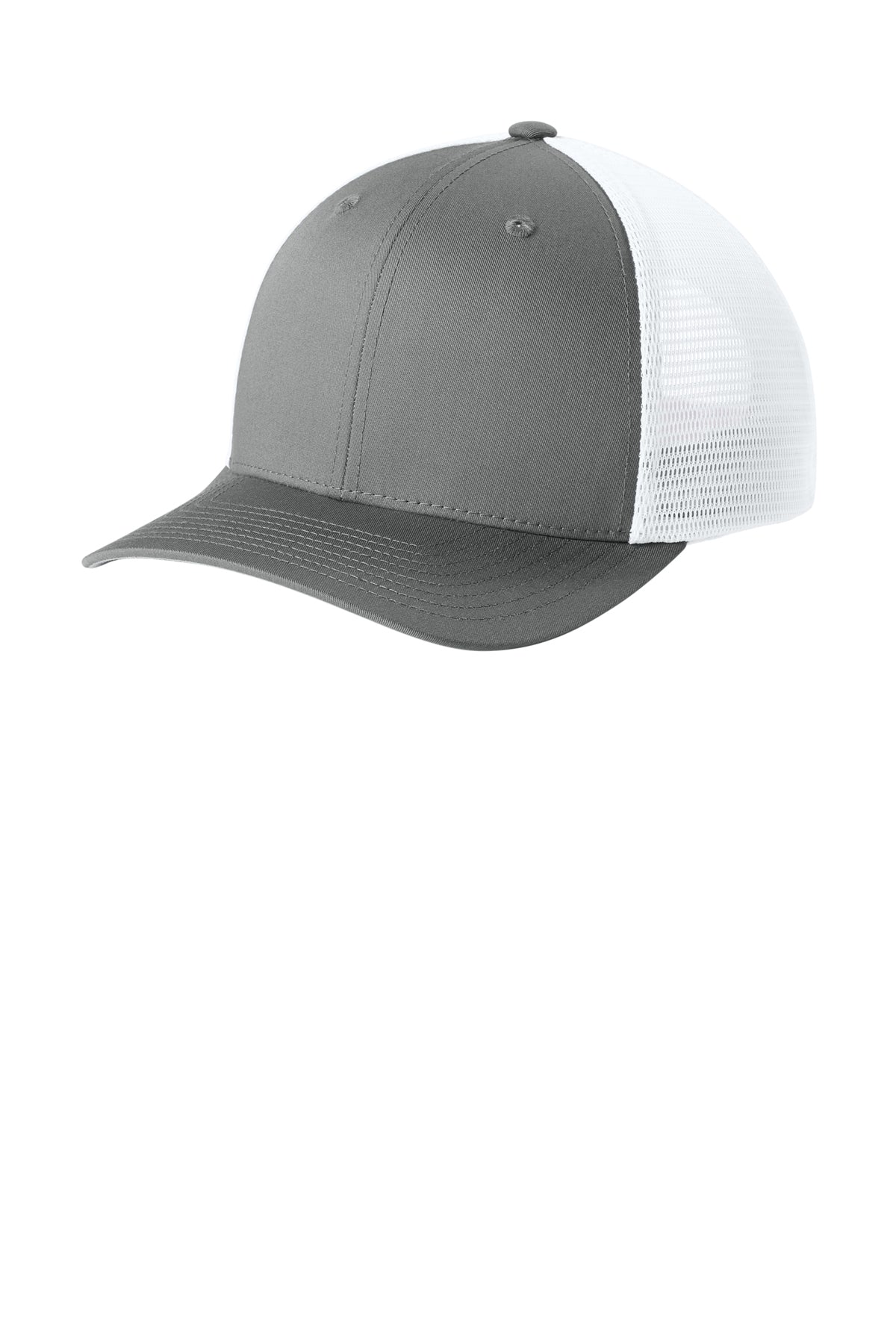 Sport-Tek Stretch-Tek Snapback Trucker — GreyCon/Wh