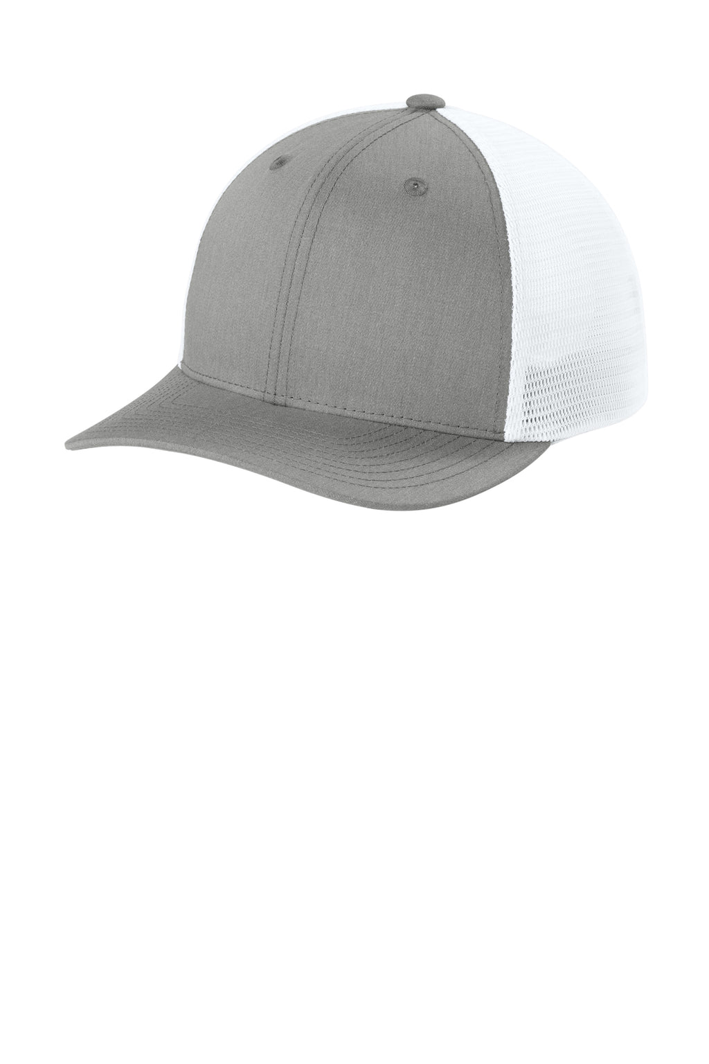 Sport-Tek Stretch-Tek Snapback Trucker — HtGy/White