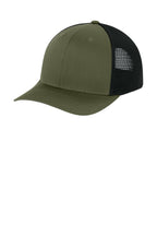 Sport-Tek Stretch-Tek Snapback Trucker — OvDrbGn/Bk