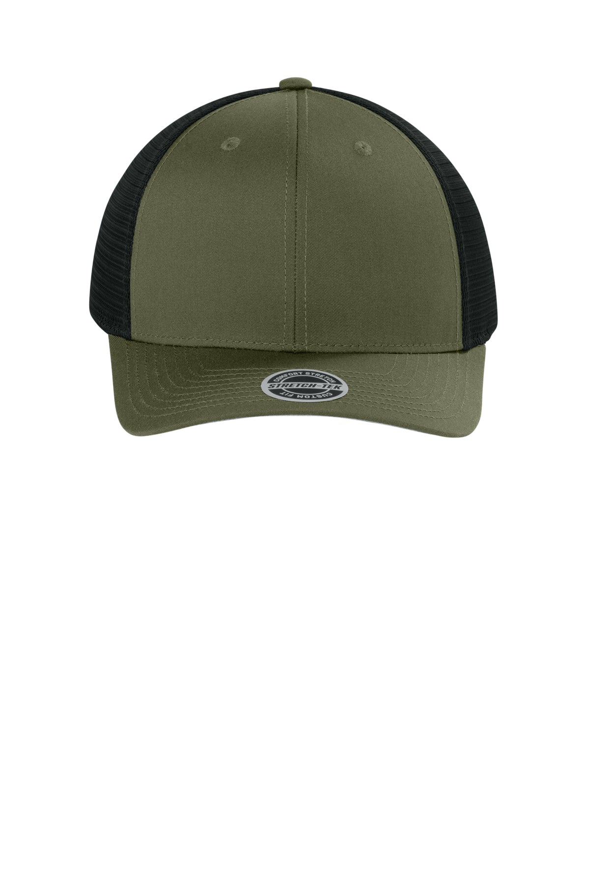 Sport-Tek Stretch-Tek Snapback Trucker — OvDrbGn/Bk