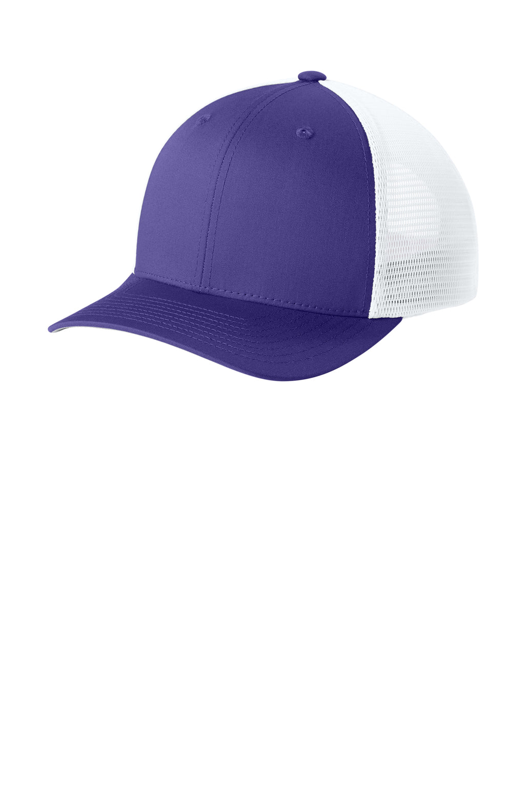 Sport-Tek Stretch-Tek Snapback Trucker — Purple/Wh