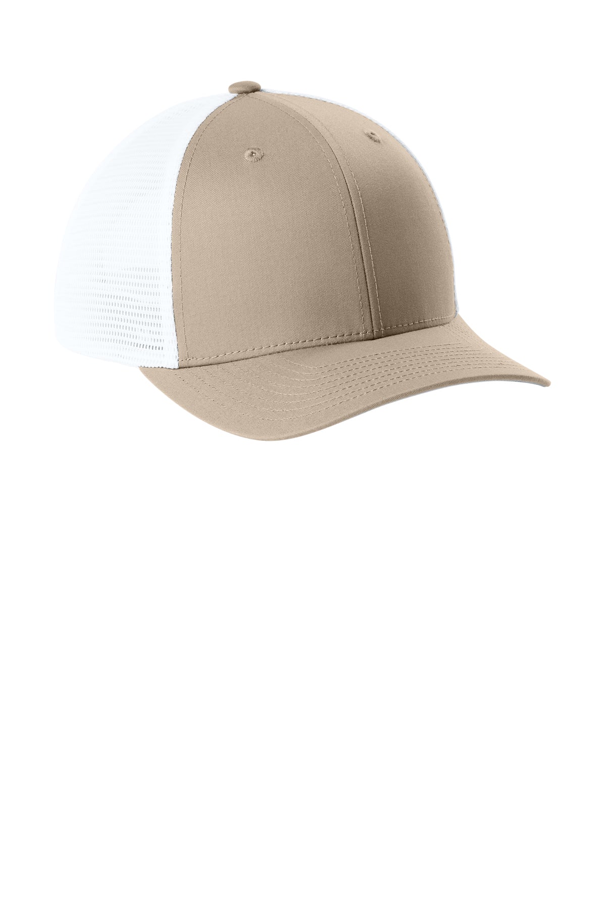 Sport-Tek Stretch-Tek Snapback Trucker — Sahara/Wht