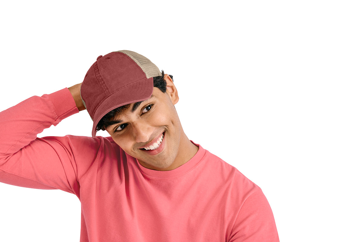 Comfort Colors Sunwashed Trucker Cap — Crimson