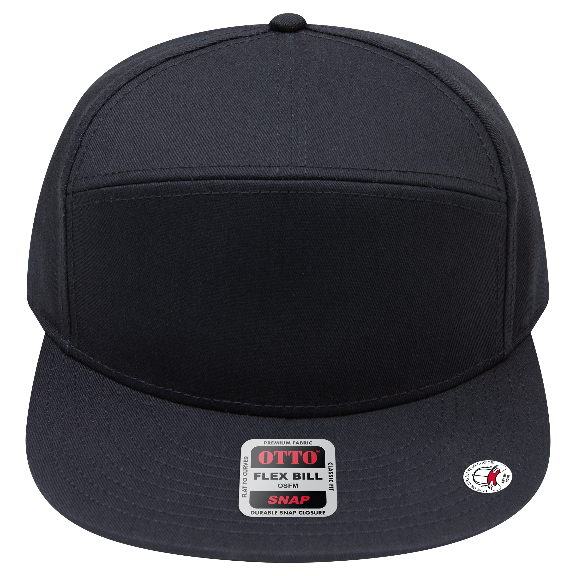 OTTO 177-1331 seven panel flat bill in Black