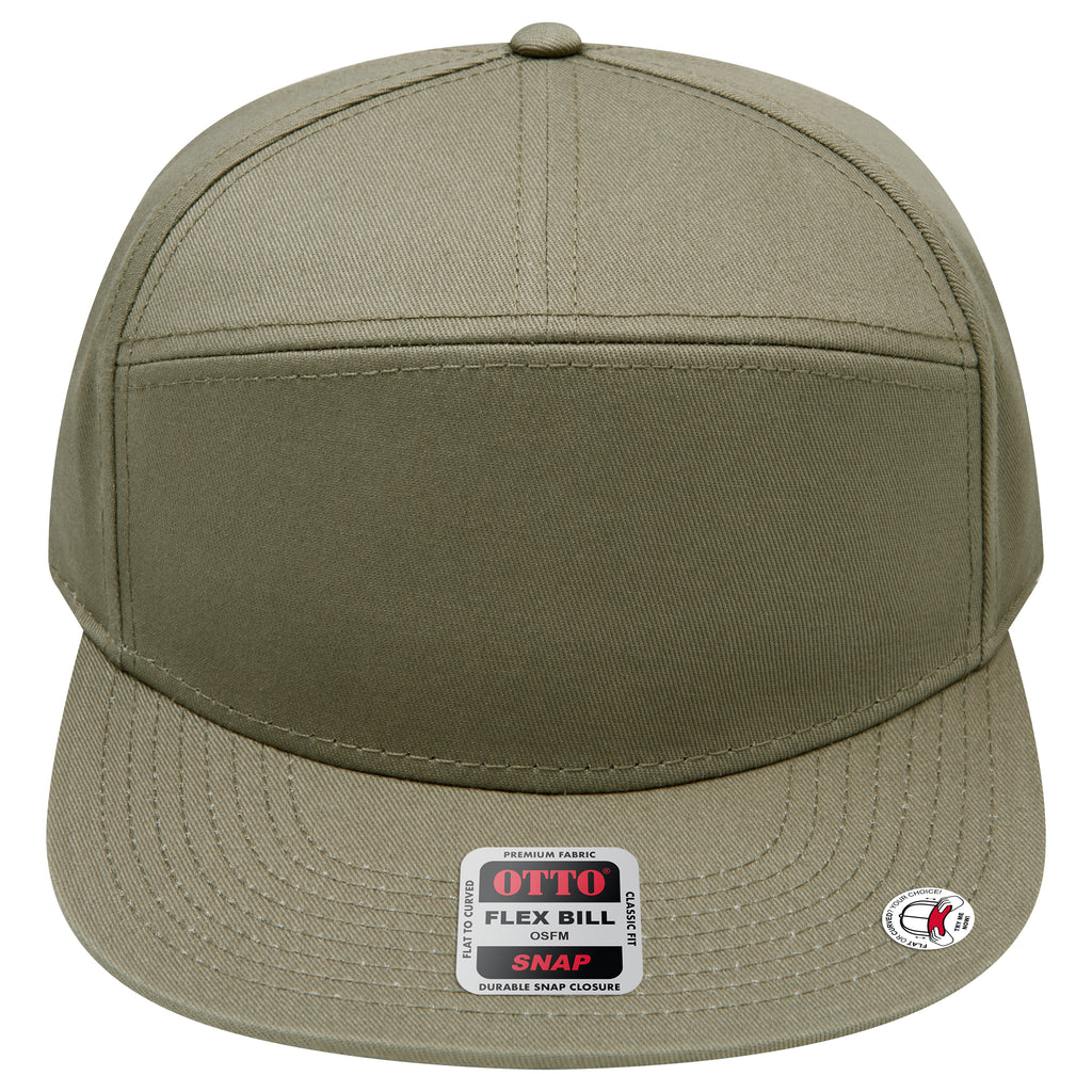 OTTO 177-1331 seven panel flat bill in Olive Green
