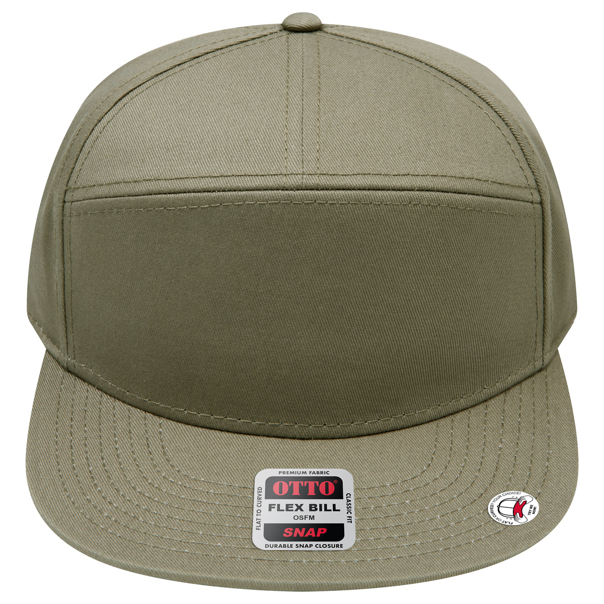 OTTO 177-1331 seven panel flat bill in Olive Green