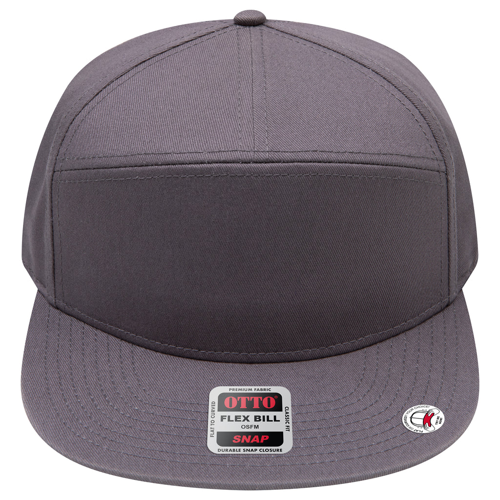 OTTO 177-1331 seven panel flat bill in Charcoal Gray