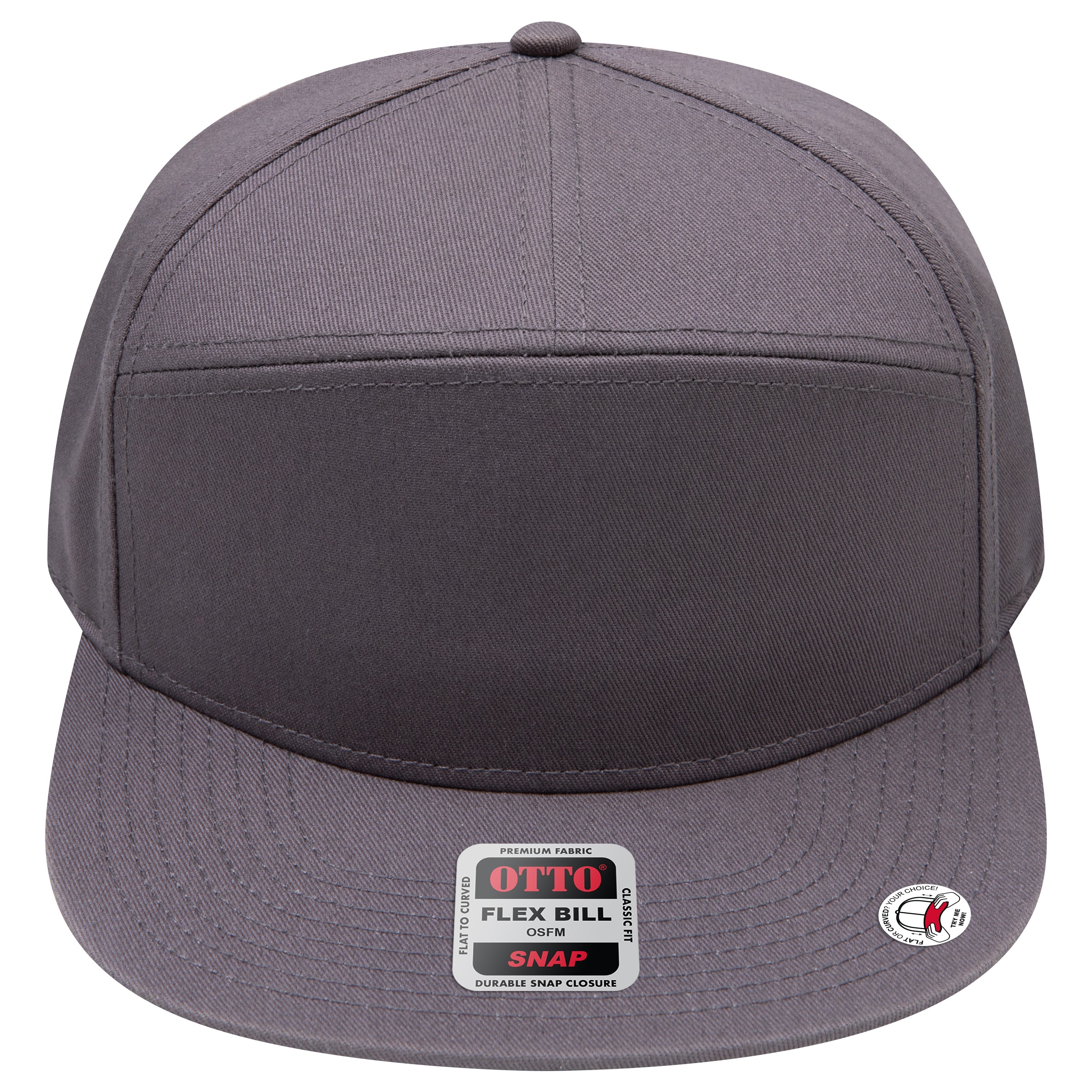 OTTO 177-1331 seven panel flat bill in Charcoal Gray
