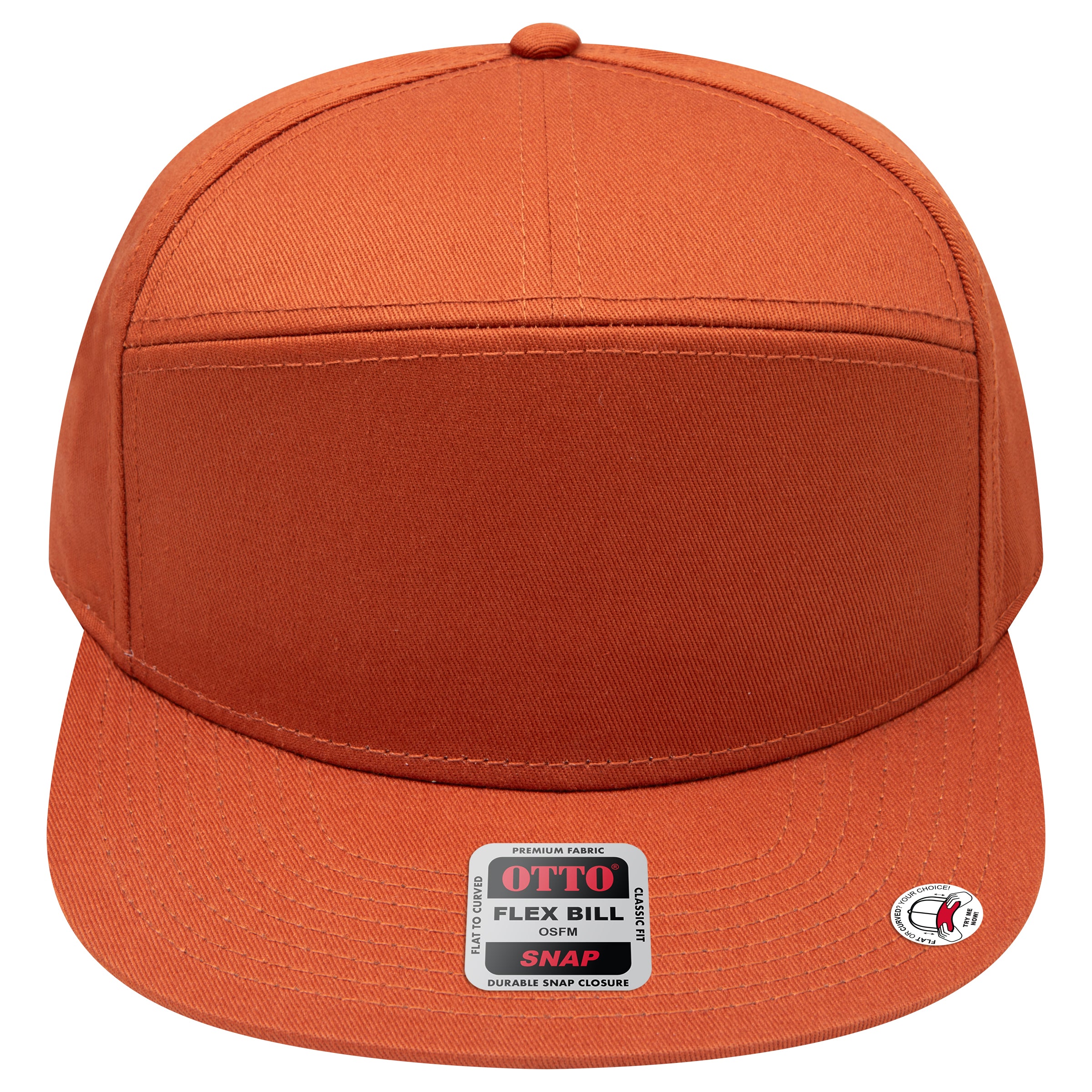OTTO 177-1331 seven panel flat bill in Texas Orange