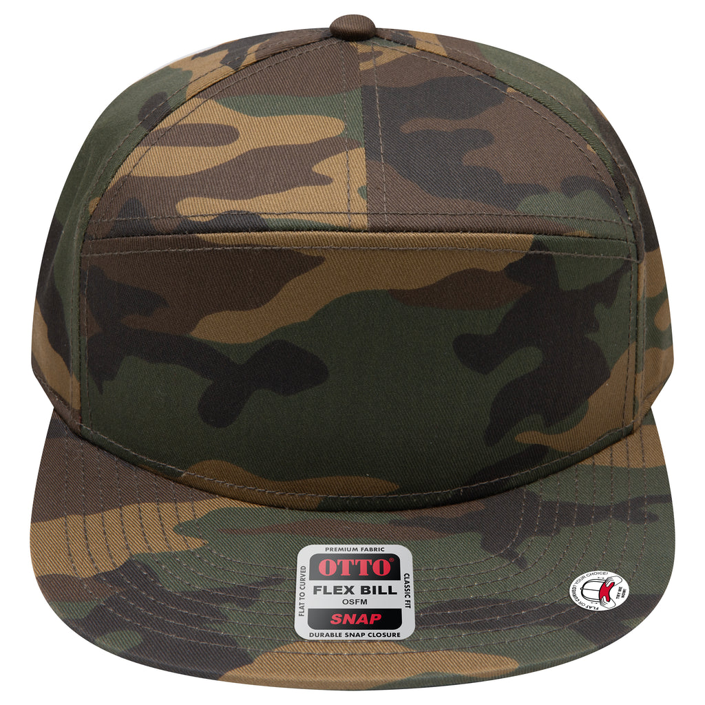 OTTO 177-1331 seven panel flat bill in Green Camo