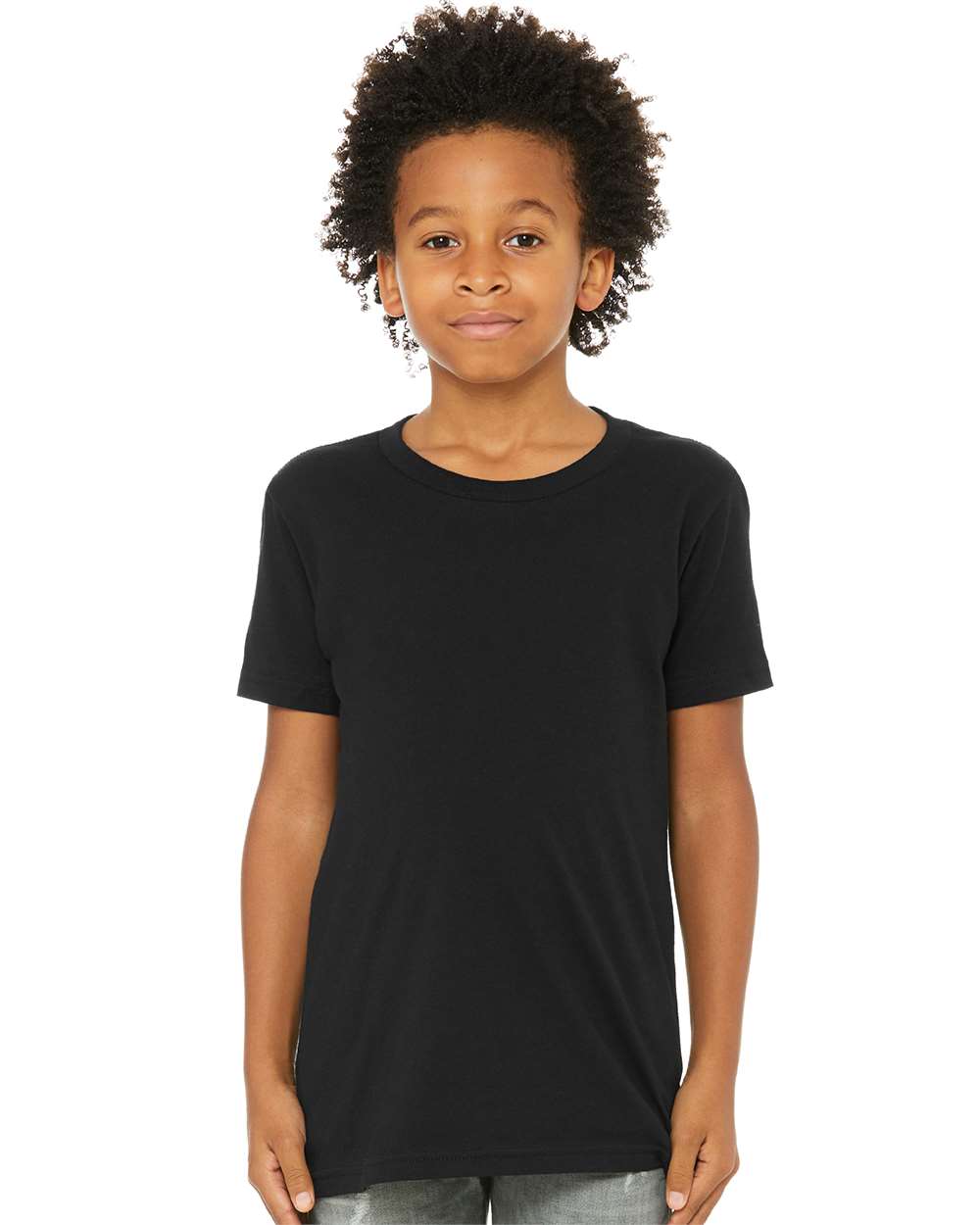 BELLA+CANVAS 3001Y youth black on model, front